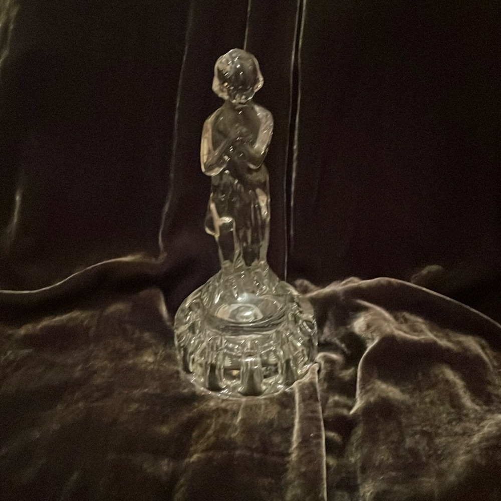 Cambridge Glass Draped Lady Statue/Floral Frog